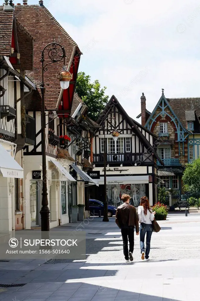 the area of designer boutiques shops, Deauville, Normandy, France
