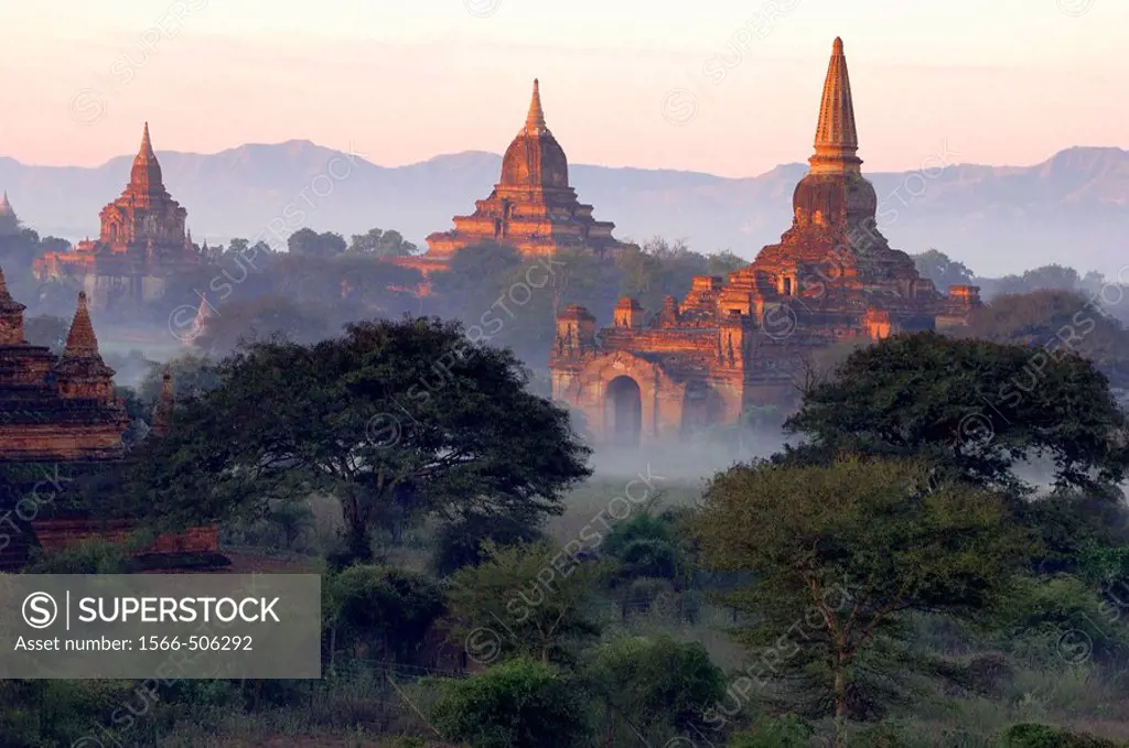 the ancient temple city of Pagan, Bagan at Myanmar, Burma, Birma