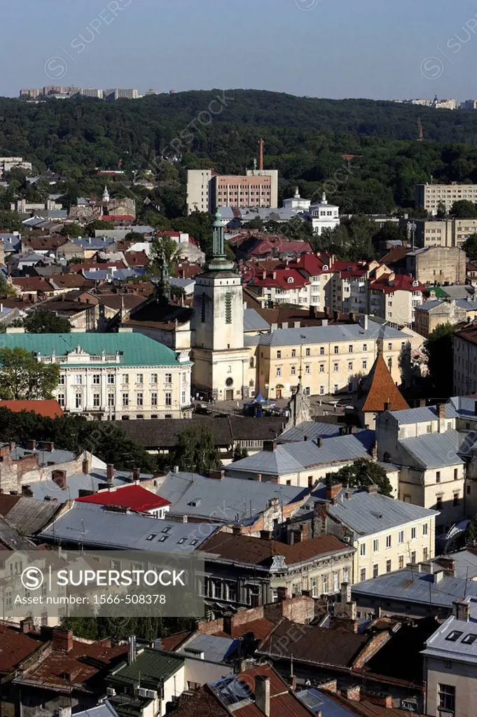 Lviv,Lvov,cityscape from Town Hall tower,Western Ukraine