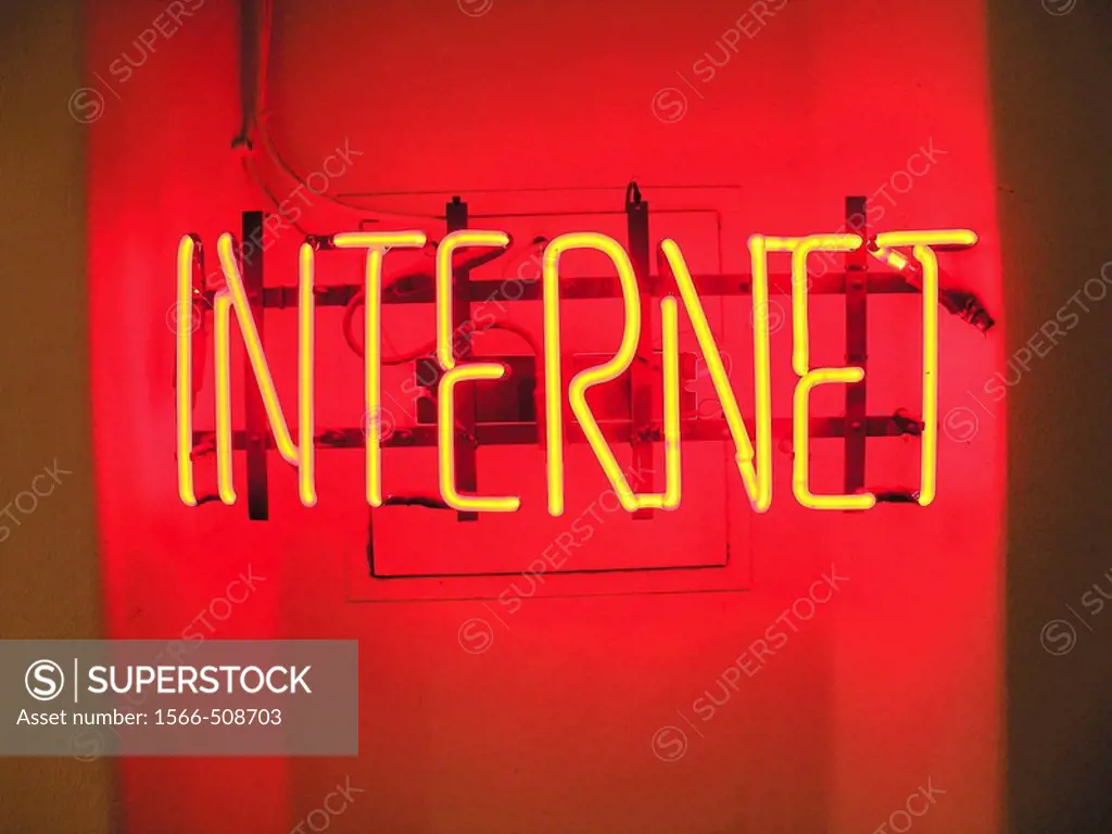Internet sign at a cafe that offers wireless Internet connection, Stockholm, Sweden