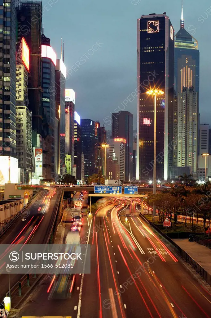Busy street at early evening at Causeway Bay, Central, Hong Kong Island, Hong Kong, China, Southeast Asia