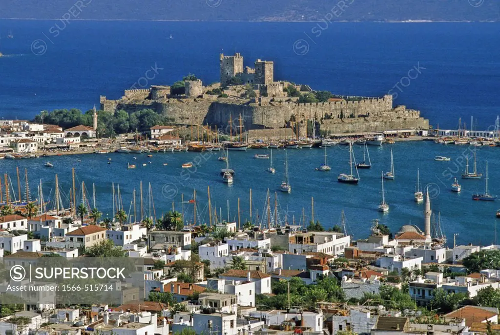 Turkey, Bodrum (or ancient Halicarnassus), the castle of the Knights of St John (background)