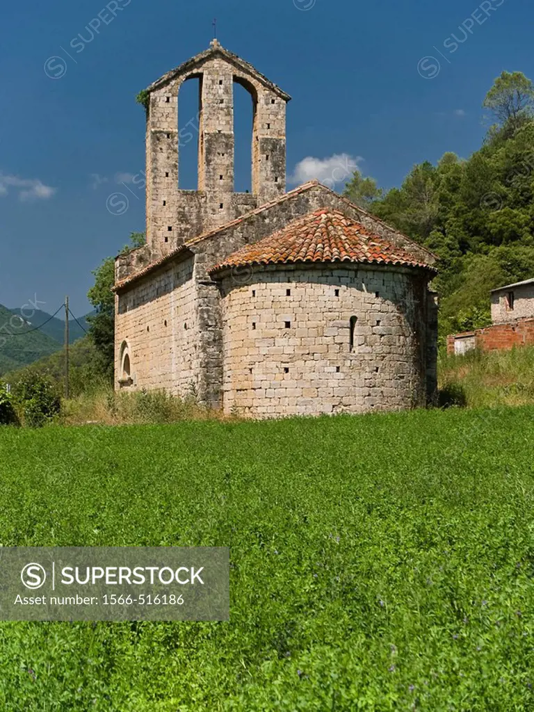 Romanesque chapel of the Mare de Deu de Palau, Albanya. Alt Emporda, Girona province, Catalonia, Spain
