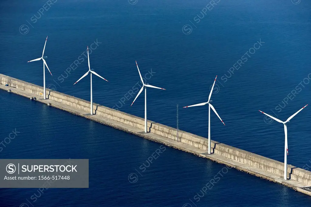 Wind turbines, Port, Bilbao, Biscay, Basque Country, Spain