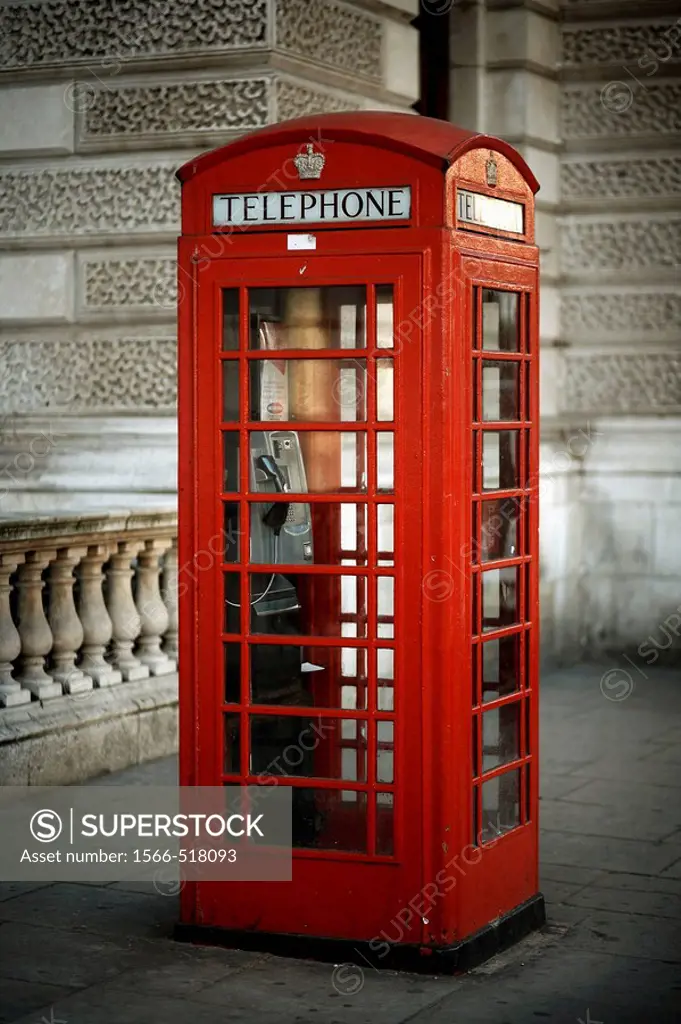 A traditional red phone box in London