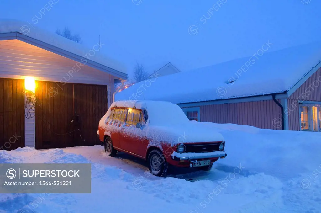 House in the snow, Gällivare. Lapland, Sweden