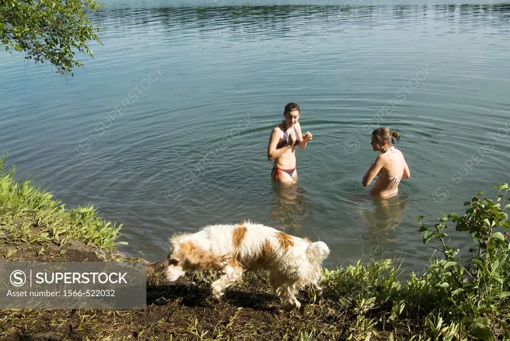 girls, 13 and 17 in lake in British Columbia