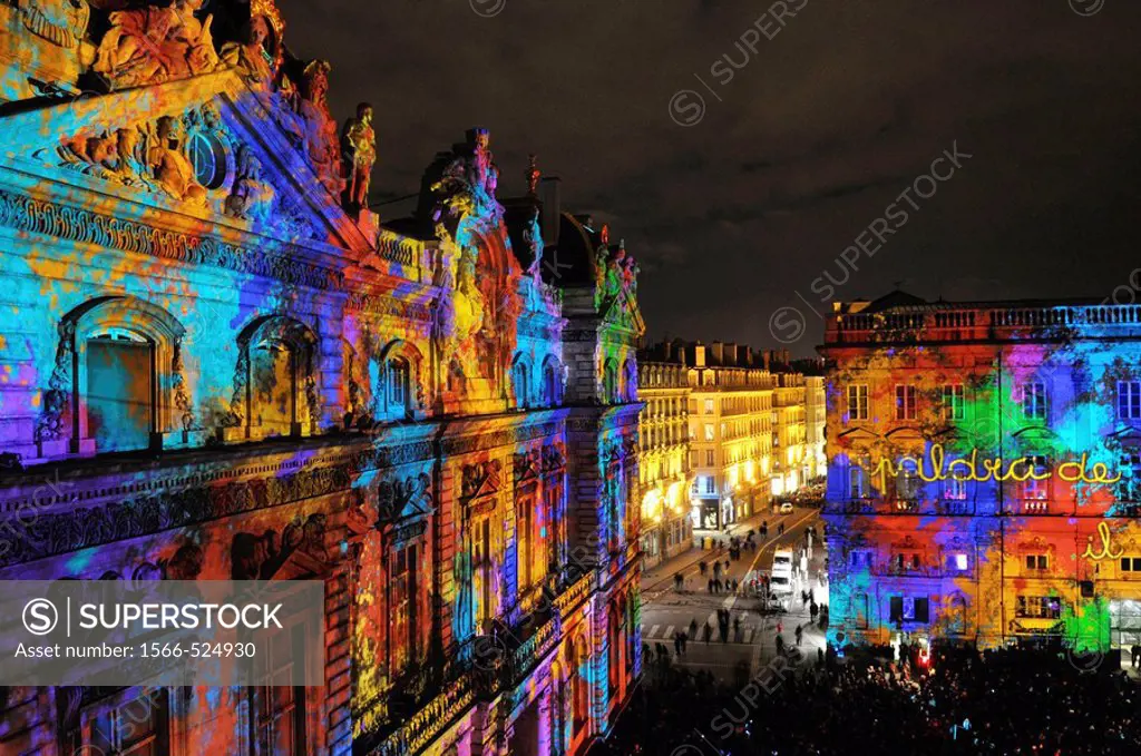 Lyon´s Festival of Lights is a four-day event where contemporary light installations illuminate the city (December 8th, 2008). Façades of the Museum o...