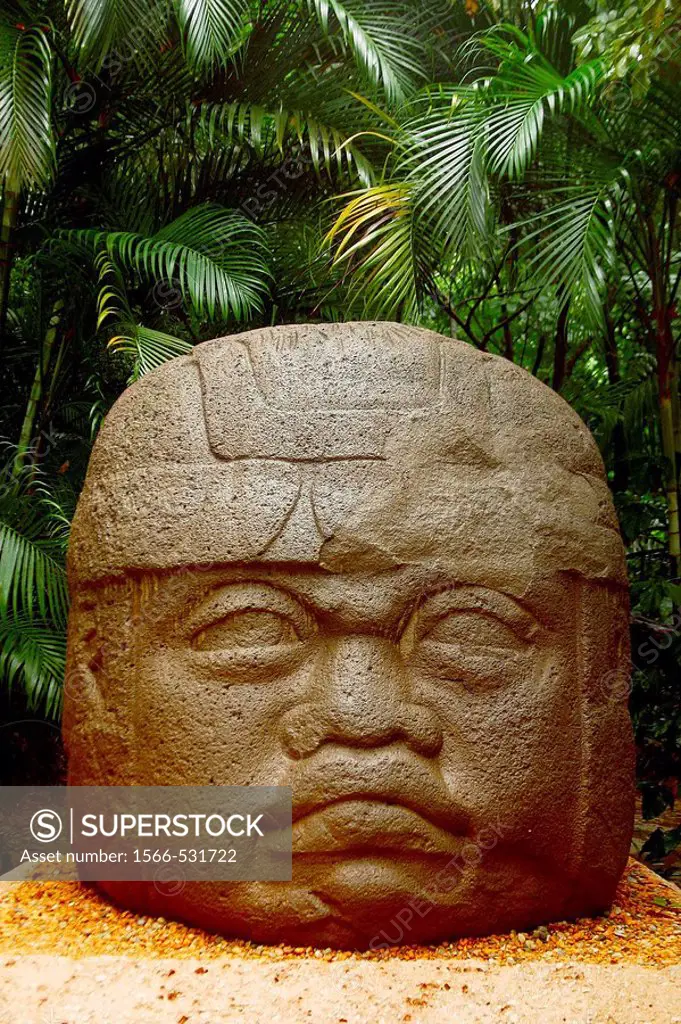 Olmec head at La Venta museum-park, Villahermosa, Tabasco, Mexico