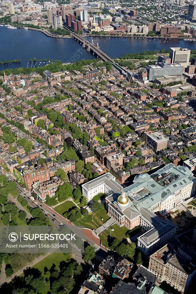 Aerial view, State House on Beacon Hill, Boston, Massachusetts, USA