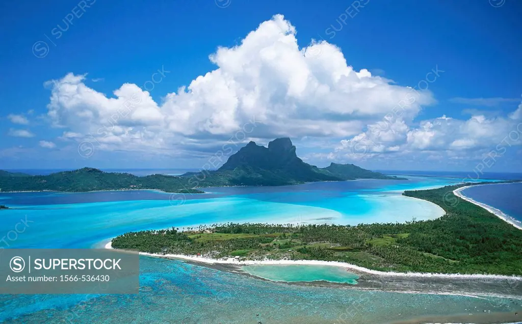 Lagoon and Otemanu Mountain, Bora Bora, Society Islands, French Polynesia