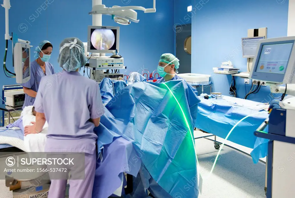 Prostate surgery using a green laser, urology. Hospital Policlinica Gipuzkoa, San Sebastian, Donostia, Euskadi, Spain