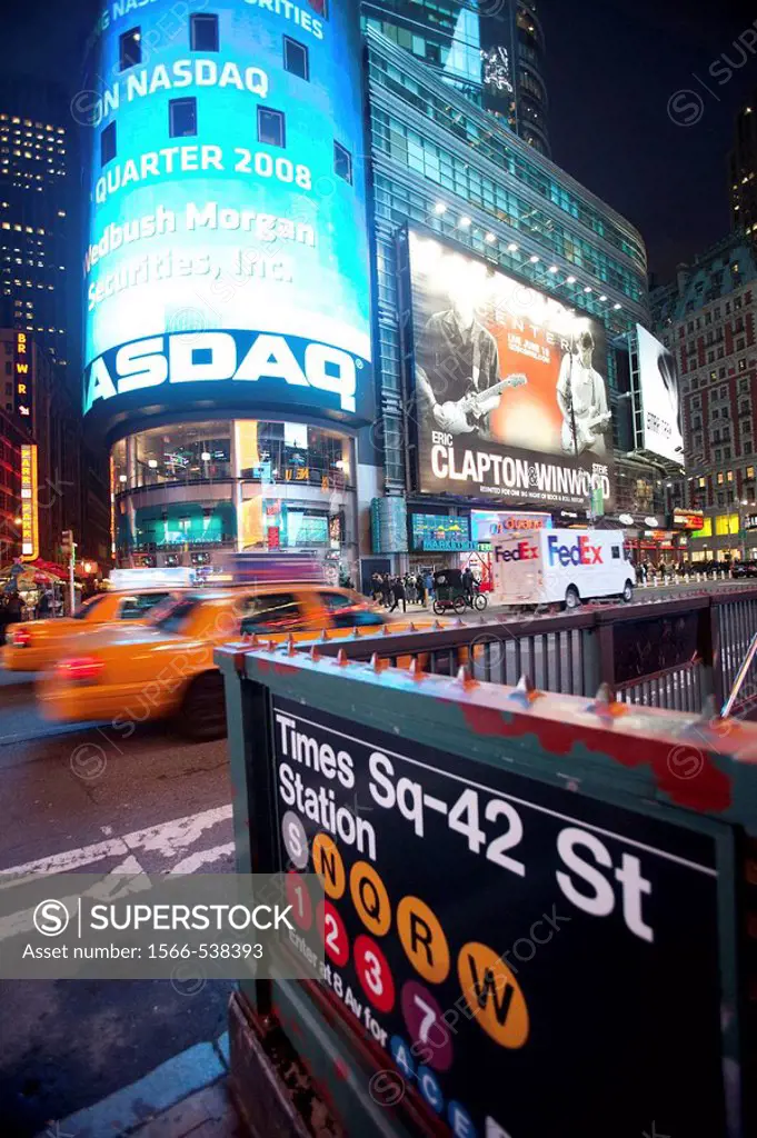 Nasdaq neon sign, Times Square, New York City, USA