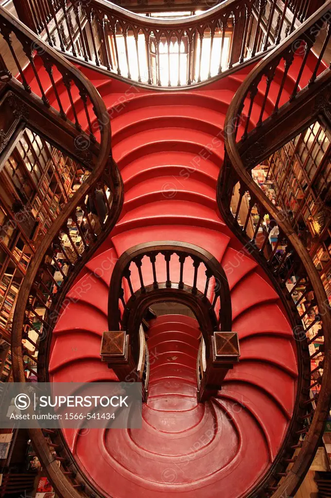 Staircase in Lello e Irmío bookstore, Porto, Portugal