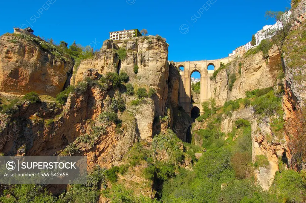 Puente Nuevo (new bridge) on ´tajo´ gorge, Ronda. Malaga province, Andalusia, Spain
