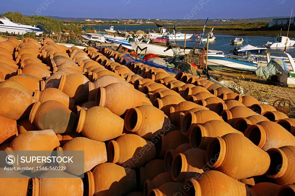 Pottery for octopus fishing at Isla Canela, Ayamonte, Huelva province, Andalusia, Spain