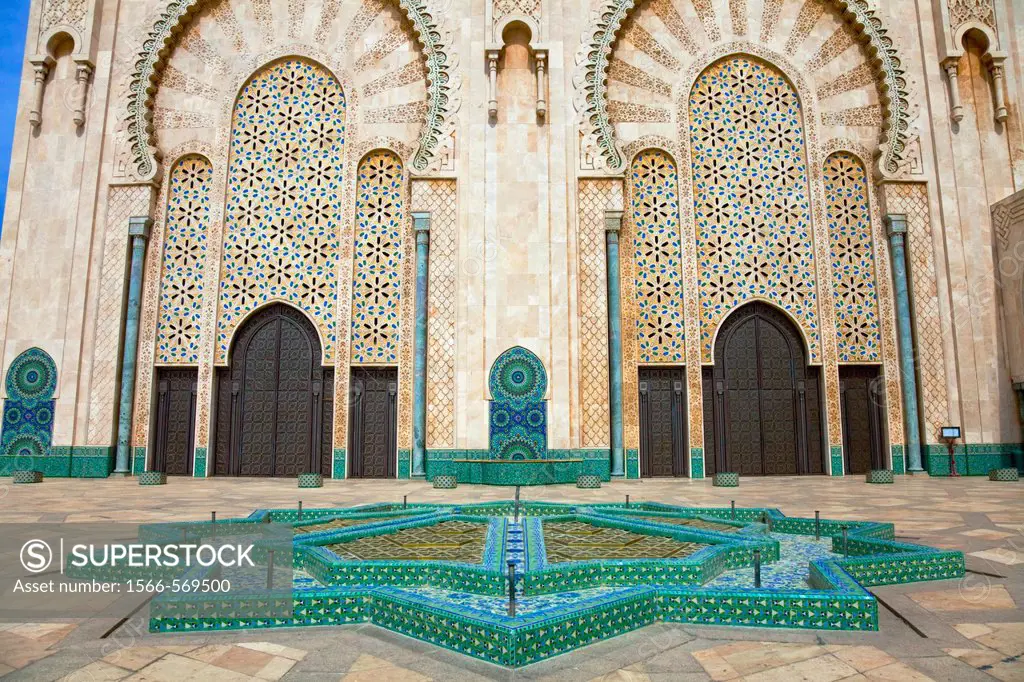 Architectural details of the Hassan II mosque in Casablanca, Morocco