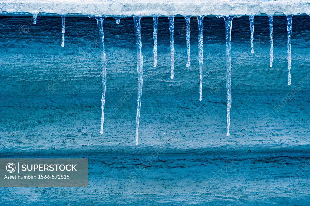 Icicles and a blue wall, Sweden