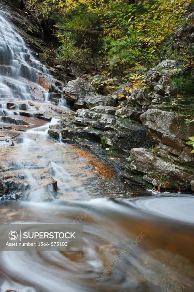 Crawford Notch State Park - Silver Cascades in the White Mountains, New Hampshire USA during the autumn months