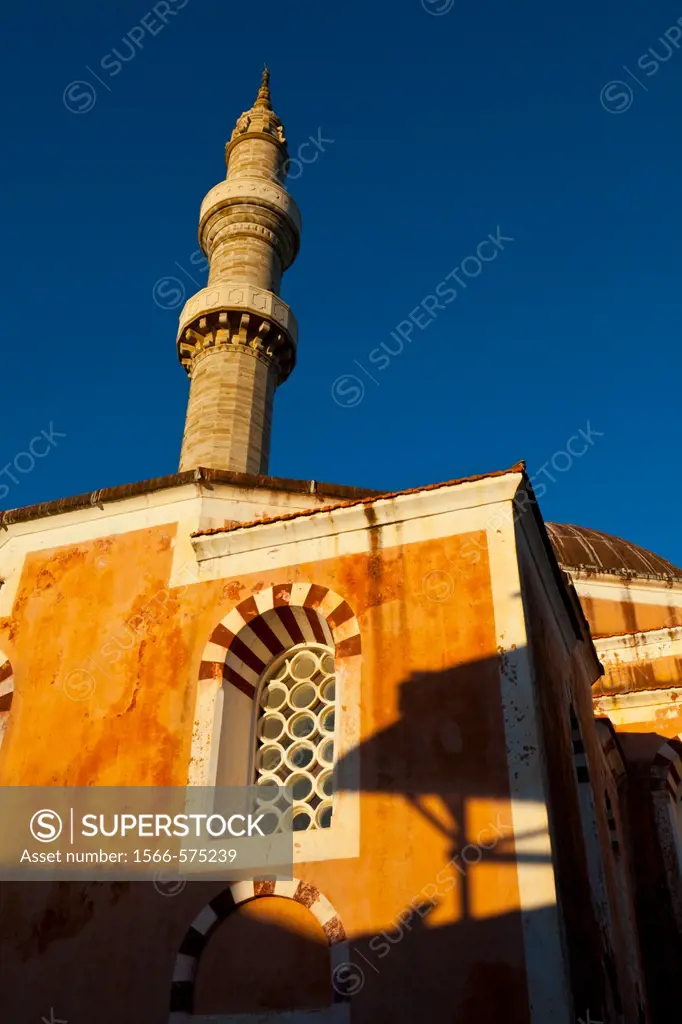 Mosque of Soleiman the Magnificent in the medieval city, Rhodes Town, Rhodes Island, Dodecaneso, Greece, Mediterranean Sea.