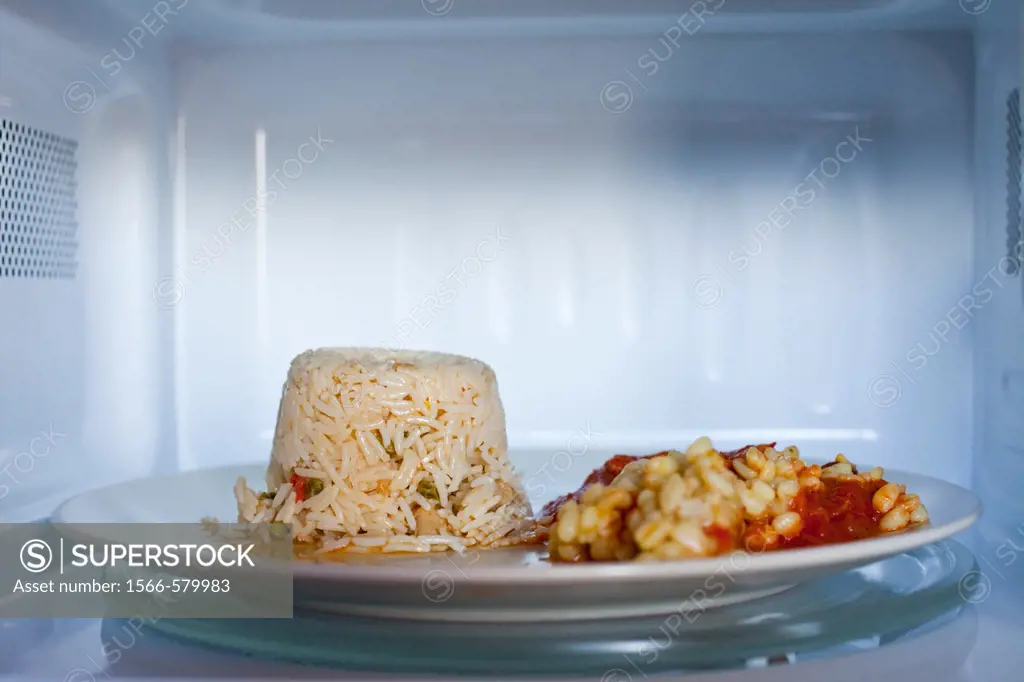vegetarian food is cooked in a microwave oven practice