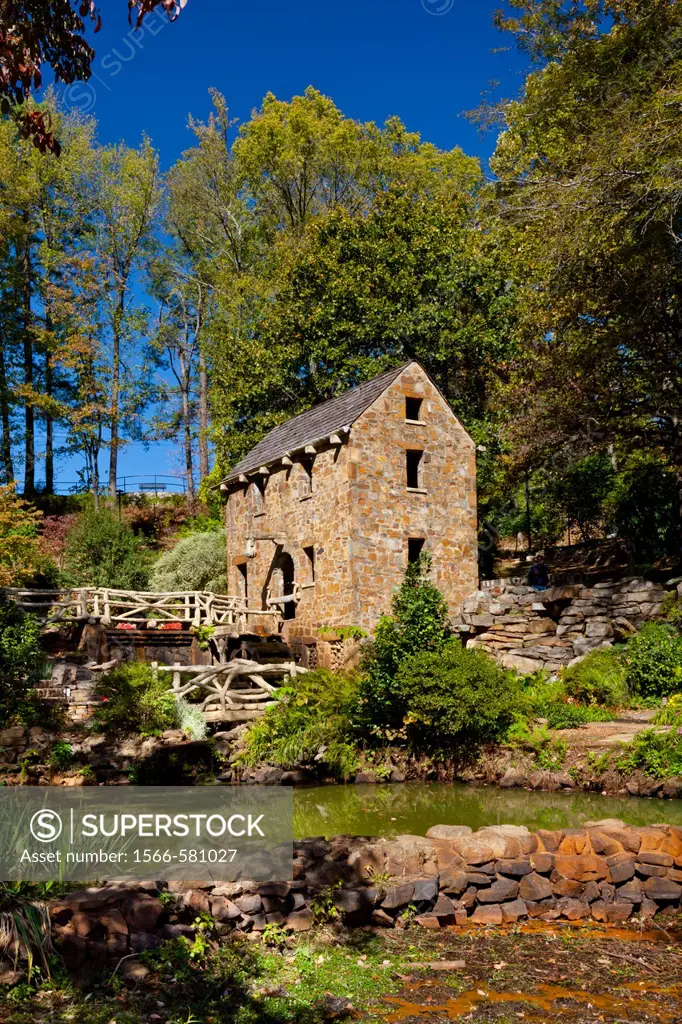 A restored grist mill in Old Mill Park in Little Rock, Arkansas, USA