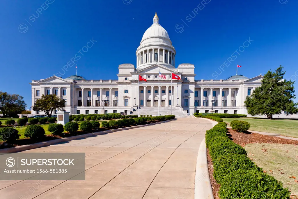 The Arkansas State Capitol building in Little Rock, Arkansas, USA