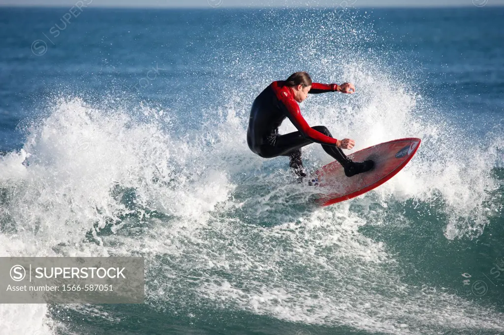 Surfing at Son Serra, Majorca, Spain