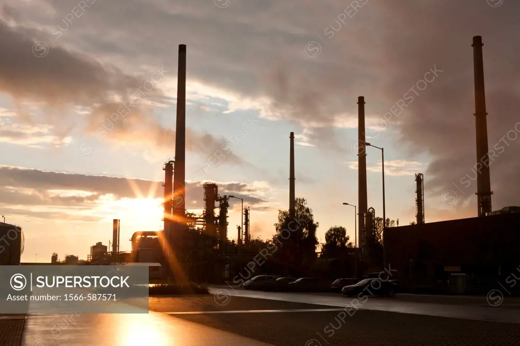 Sunset over an oil refinery in southern germany.