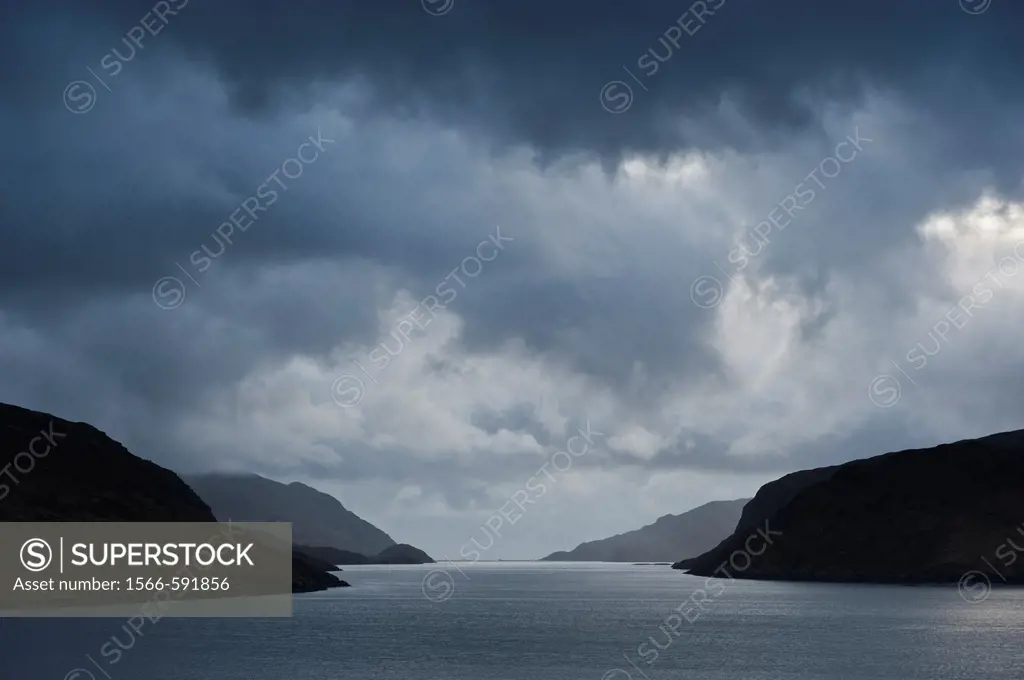Stormy weather over Loch Seaforth, Isle of Lewis, Western Isles, Scotland