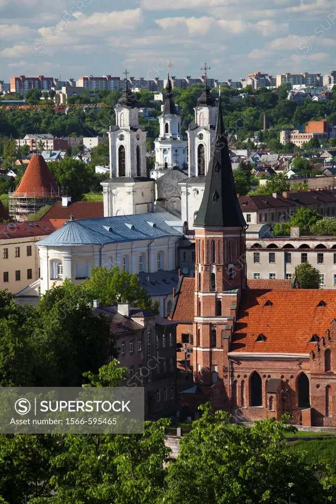 Lithuania, Central Lithuania, Kaunas, elevated view of Vytautas Church, late afternoon