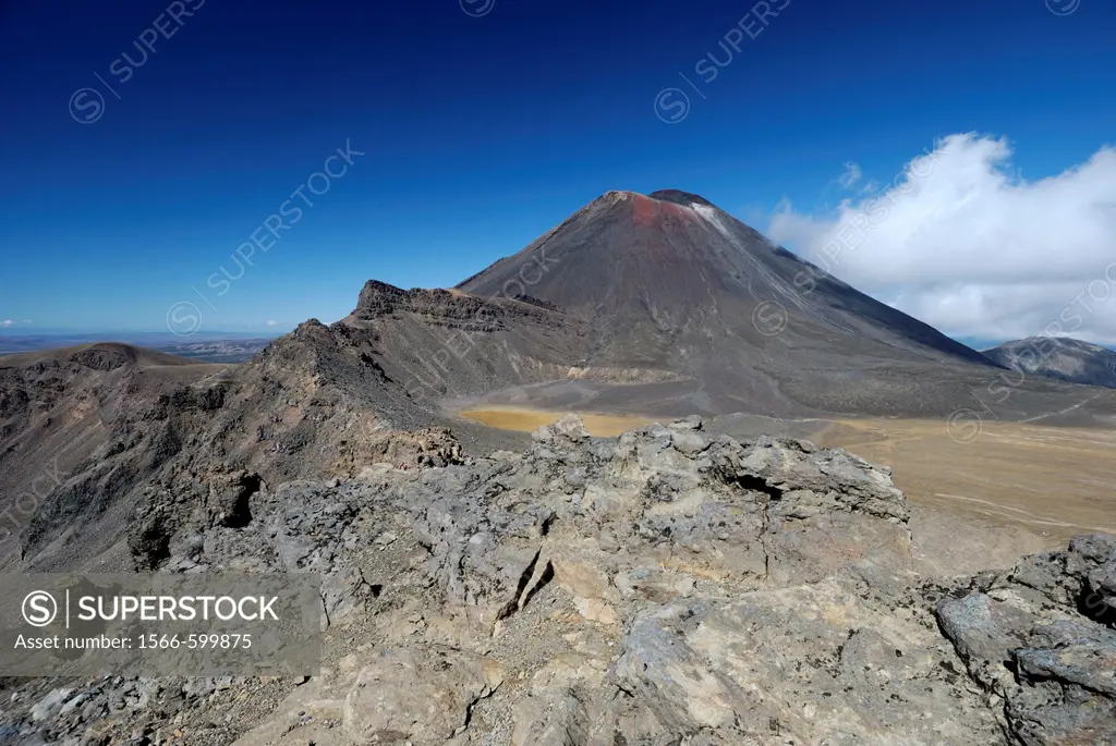 Mount Ngauruhoe viewed from South Crater during the Tongariro Crossing  Day walk through Tongariro National Park  North Island, New Zealand