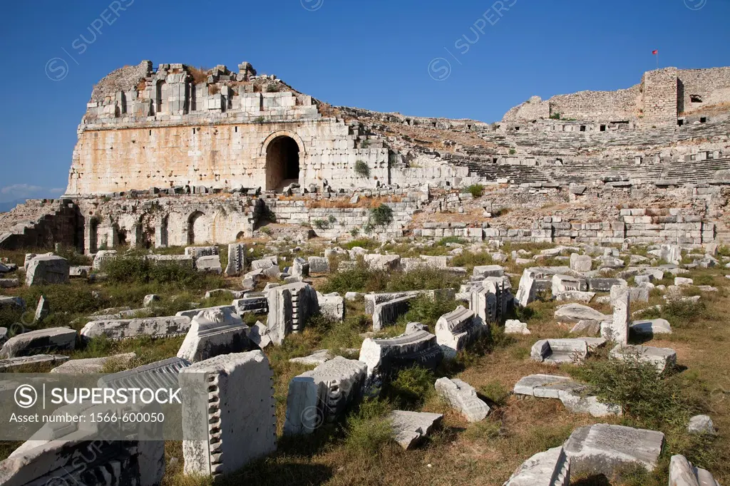 theatre, archeological area, miletus, southern aegean coast, turkey, asia