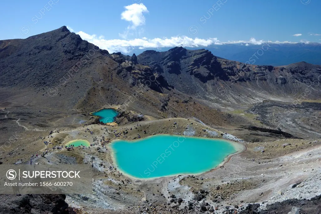 Emerald Lakes, Tongariro National Park  The colour is caused by minerals leached from the surrounding rock  North Island, New Zealand