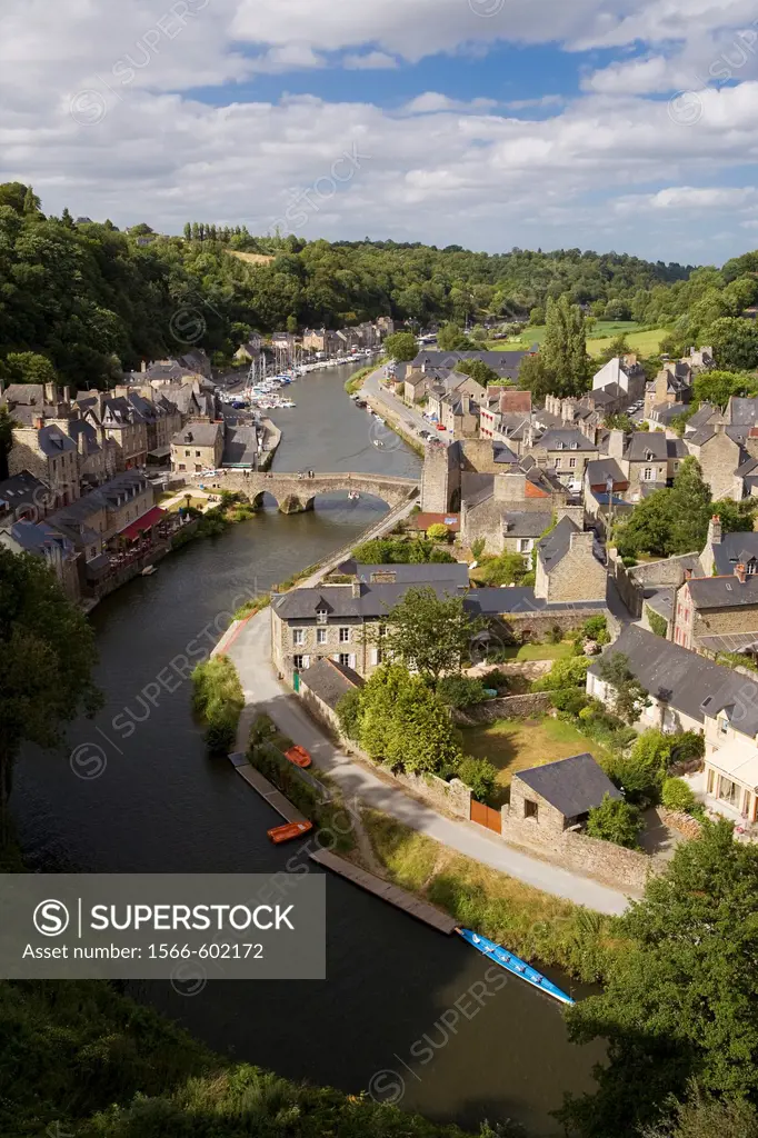 Overview of the old town of Dinan, in Cotes d´Armor department, Brittany  France