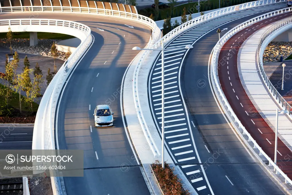 Viaduct with bike lane, San Sebastian, Guipuzcoa, Basque Country, Spain
