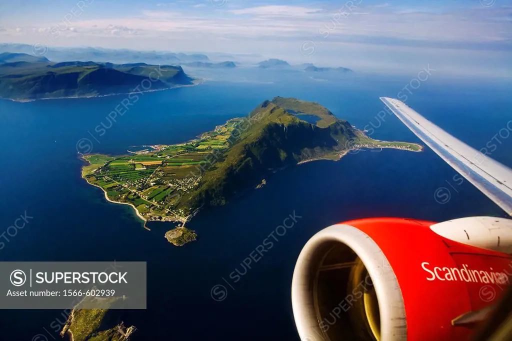 Flying over norwegian fjords next to Alesund  More og Romsdal, Norway.
