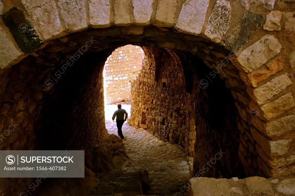 Syria, Masyaf, entrance gate to the Ismaelien castle, also called ´Hashishin´ castle (Assassin ´s castle)