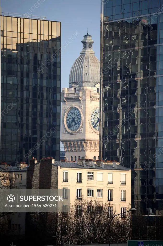 Clock tower of Gare de Lyon, Paris. France