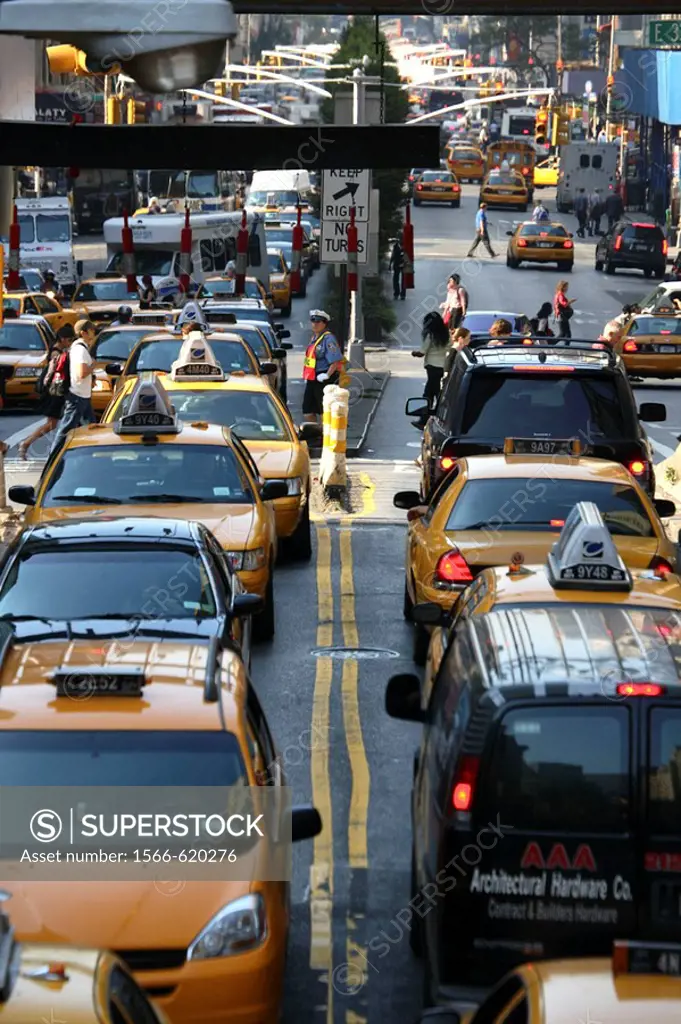 Evening rush hour traffic on Park Avenue, New York City. USA