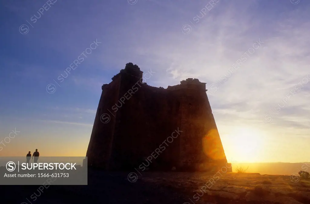 Tower of Mesa Roldan, Carboneras, Cabo de Gata-Nijar Natural Park, Almeria province, Andalucia, Spain.