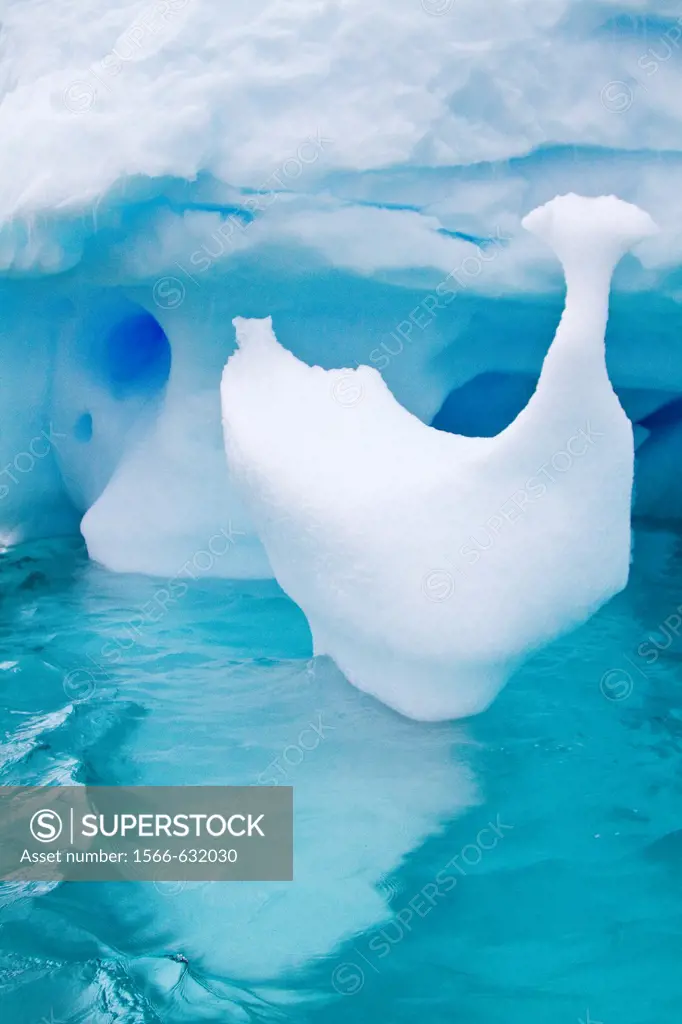 Iceberg detail in and around the Antarctic Peninsula during the summer months, Southern Ocean  MORE INFO An increasing number of icebergs is being cre...