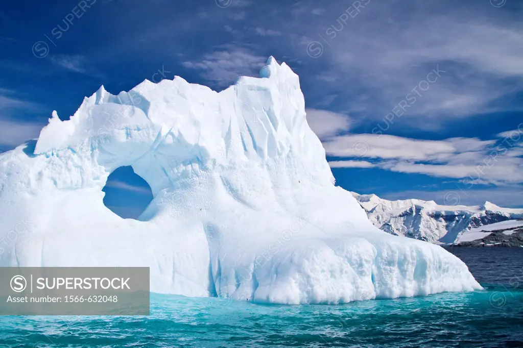 Iceberg detail in and around the Antarctic Peninsula during the summer months, Southern Ocean  MORE INFO An increasing number of icebergs is being cre...