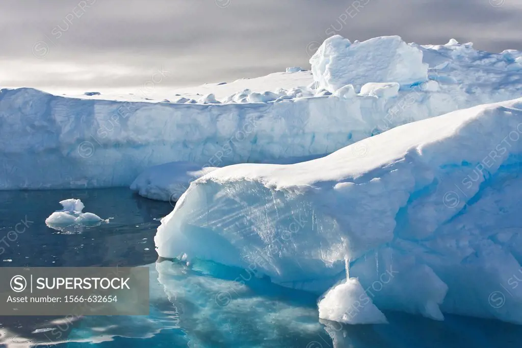 Iceberg detail in and around the Antarctic Peninsula during the summer months  More icebergs are being created as global warming is causing the breaku...