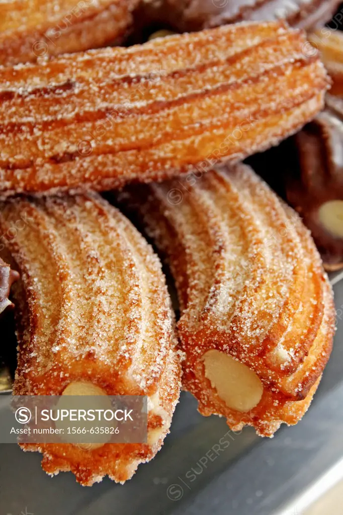 Cream ´churros´ (typical pastries), Spain.