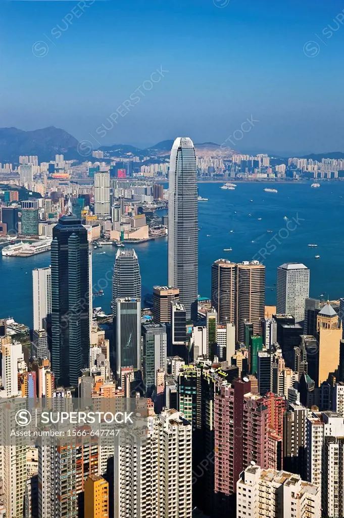 Hong Kong Island and Kowloon in background, Hong Kong, China (November 2008)