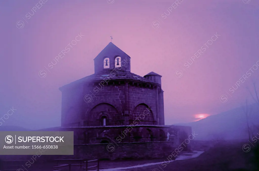 Santa María de Eunate (12th century), Romanesque church. Road to Santiago, Navarra, Spain