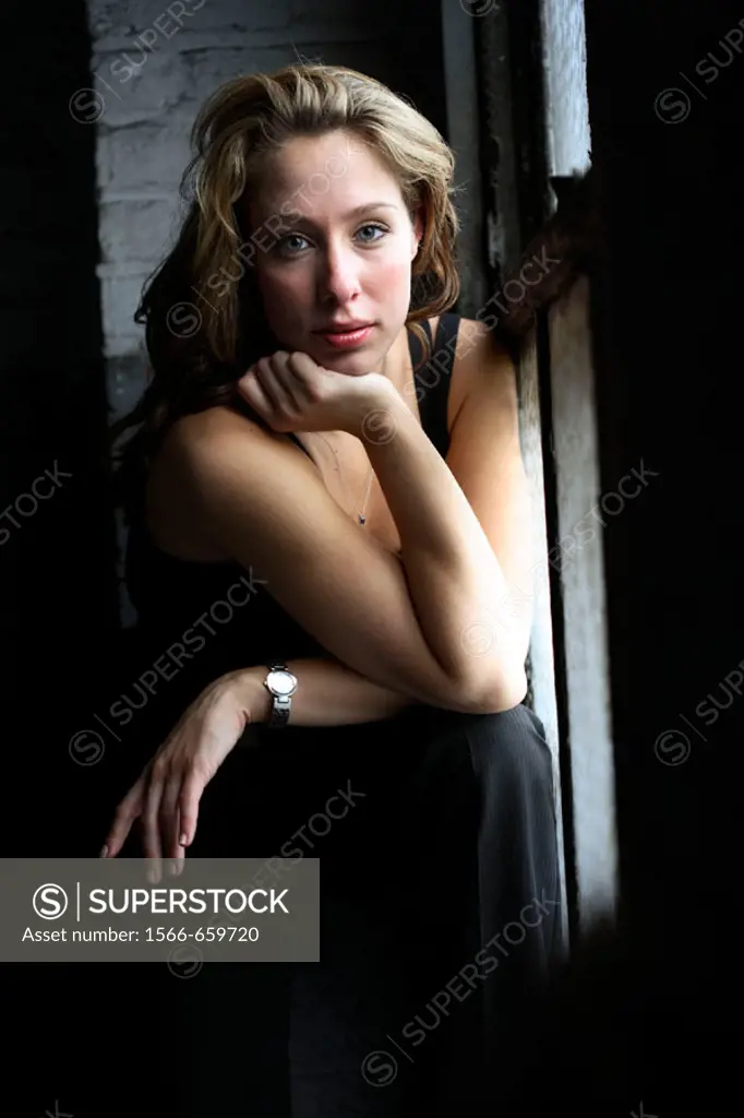 Caucasian woman looking into the camera