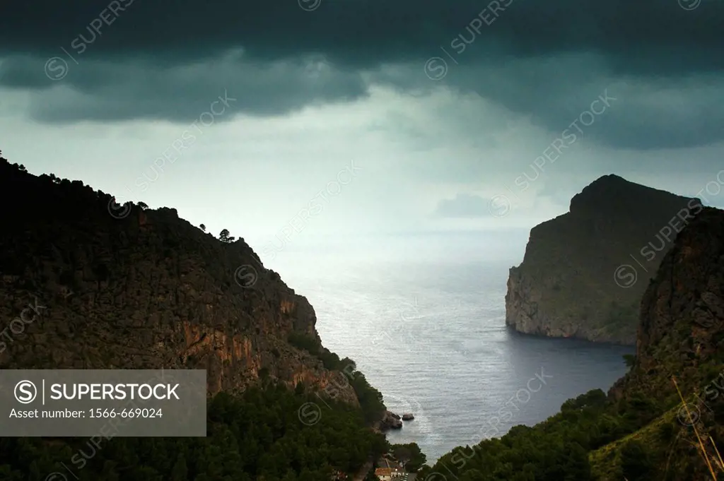 Sa Calobra cove and Sa Vaca head, Escorca. Serra de Tramuntana, Majorca, Balearic Islands, Spain
