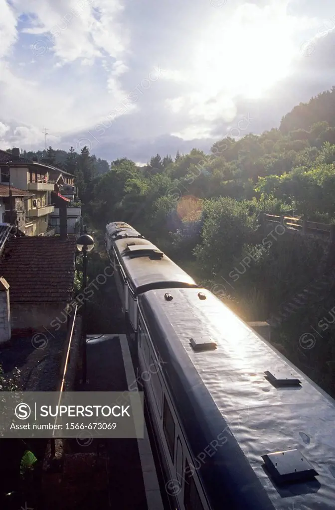 Balmaseda Station in Basque Country. Transcantabrian train through the north of Spain
